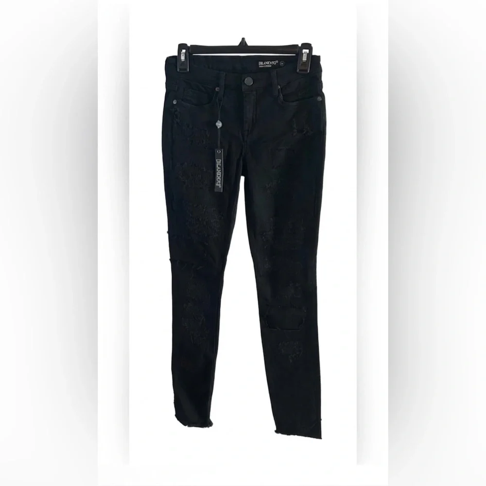 BLANKNYC Skinny Classique Black Distressed Jeans Sz 26 Shredded Punk Rocker NWT
